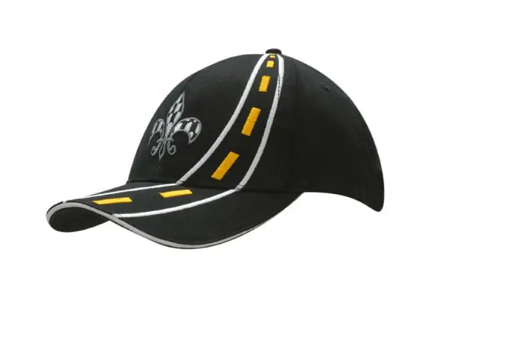 Picture of Brushed Heavy Cotton Cap with Road Embroidery on Crown & Peak with Sandwich Trim